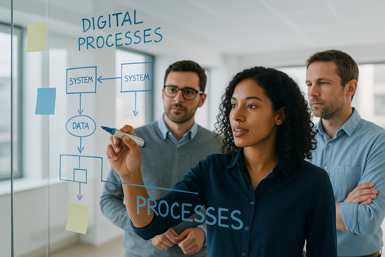 Team arbeitet an digitalen Prozessen und Automatisierung